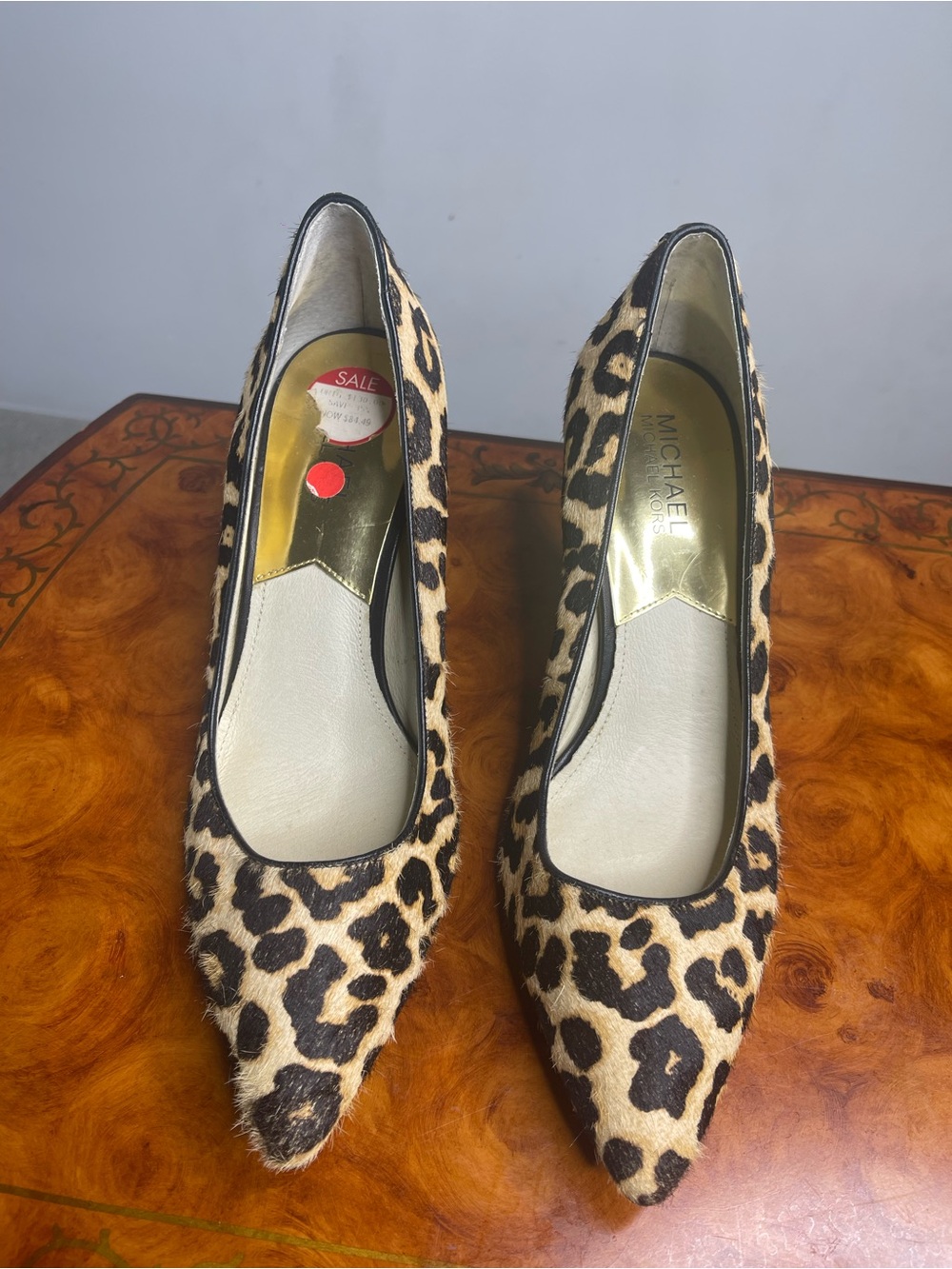MICHAEL Michael Kors Leopard Print Pointed Toe Pumps - Tan/Black